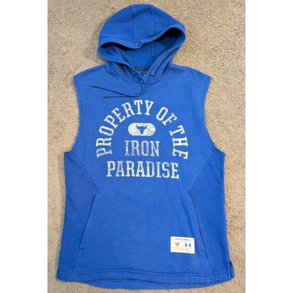 Under Armour Project Rock Property of Iron Paradise Sleeveless Hoodie Men's Med - Picture 1 of 5